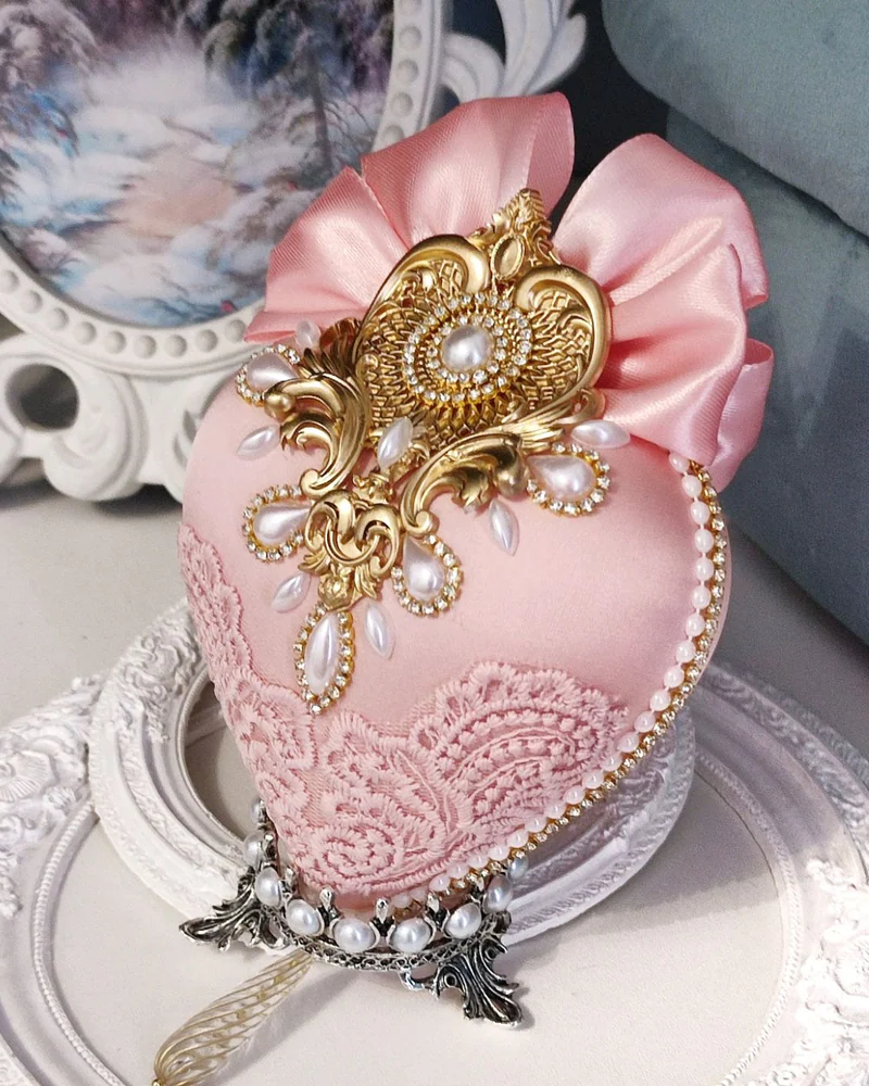 Ёлочная игрушка "Сердце", цвет розовый