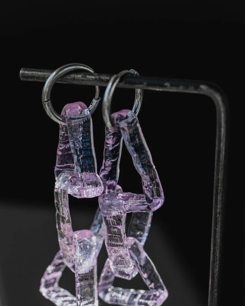 Серьги из стекла Сталактиты сиреневые