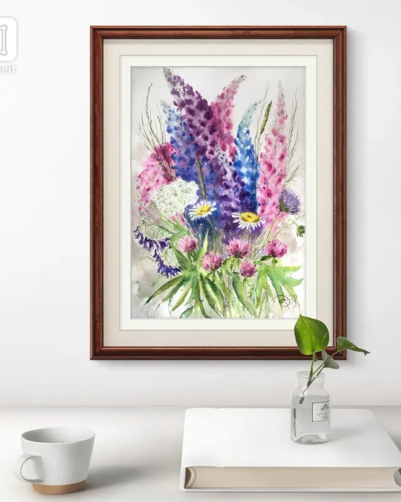 Полевые цветы. Акварель — 30×40 см