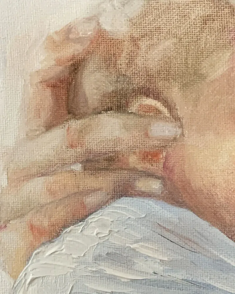 Мама с малышом на руках. Картина маслом 20×30 см — 20×30 см