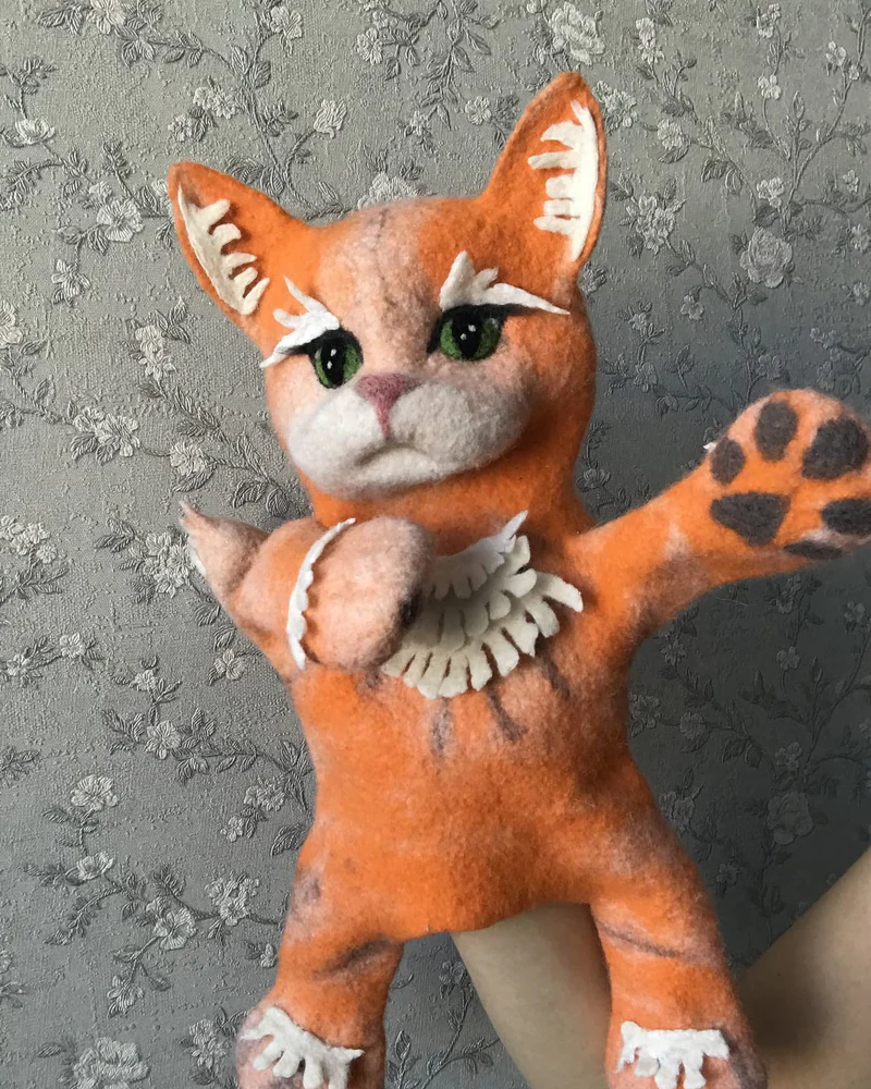 "Котик" Валяная игрушка бибабо, кукольный театр