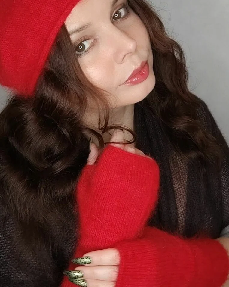 Митенки из ангоры — Красный