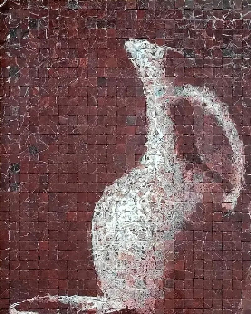 Мозаичное панно «Кувшин» из мрамора Rosso Levanto