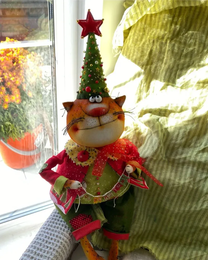 Новогодний кот «С Новым Котом», текстильная кукла, 40 см