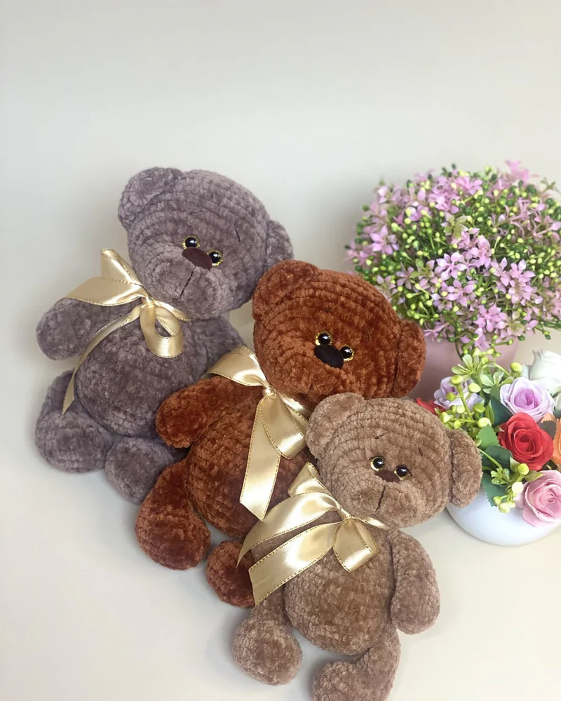 Вязаный коричневый мишка амигуруми