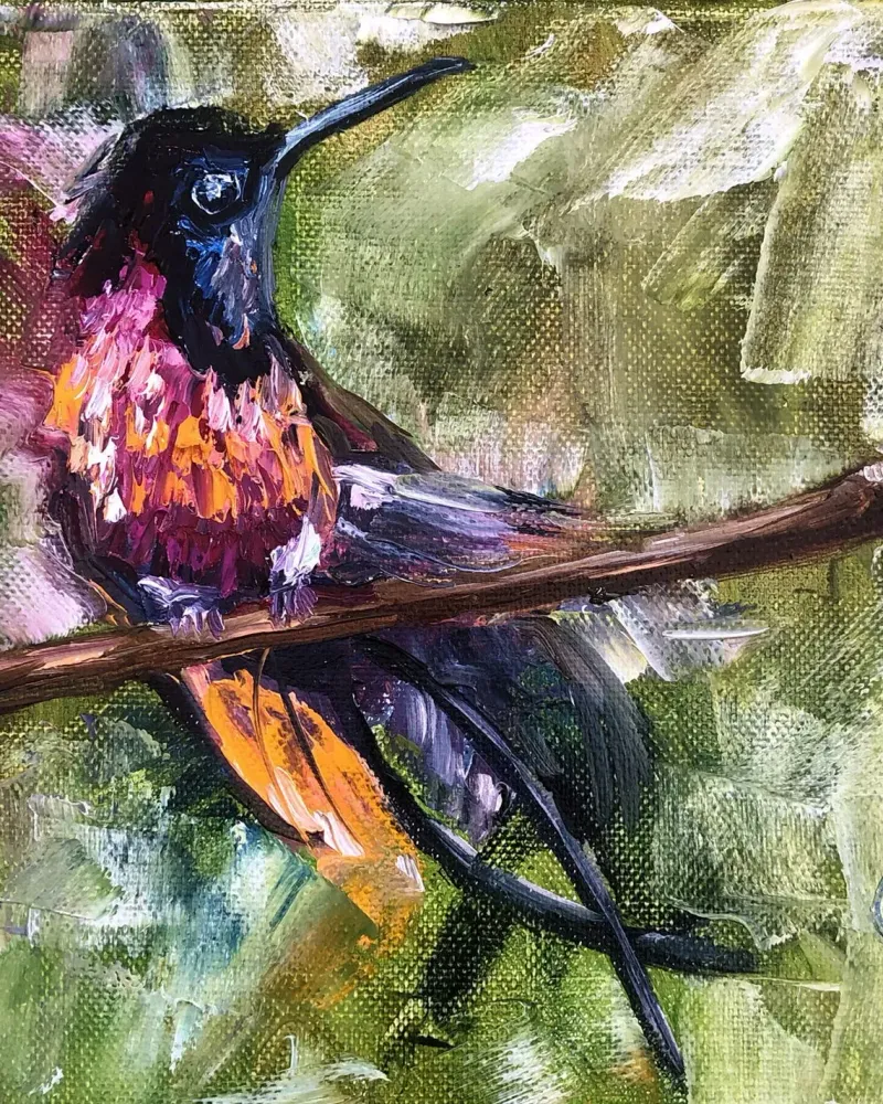 Колибри. Картина маслом 20×20 см — 20×20 см
