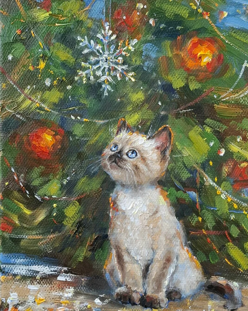 Котята и Новый год. Комплект из двух картин