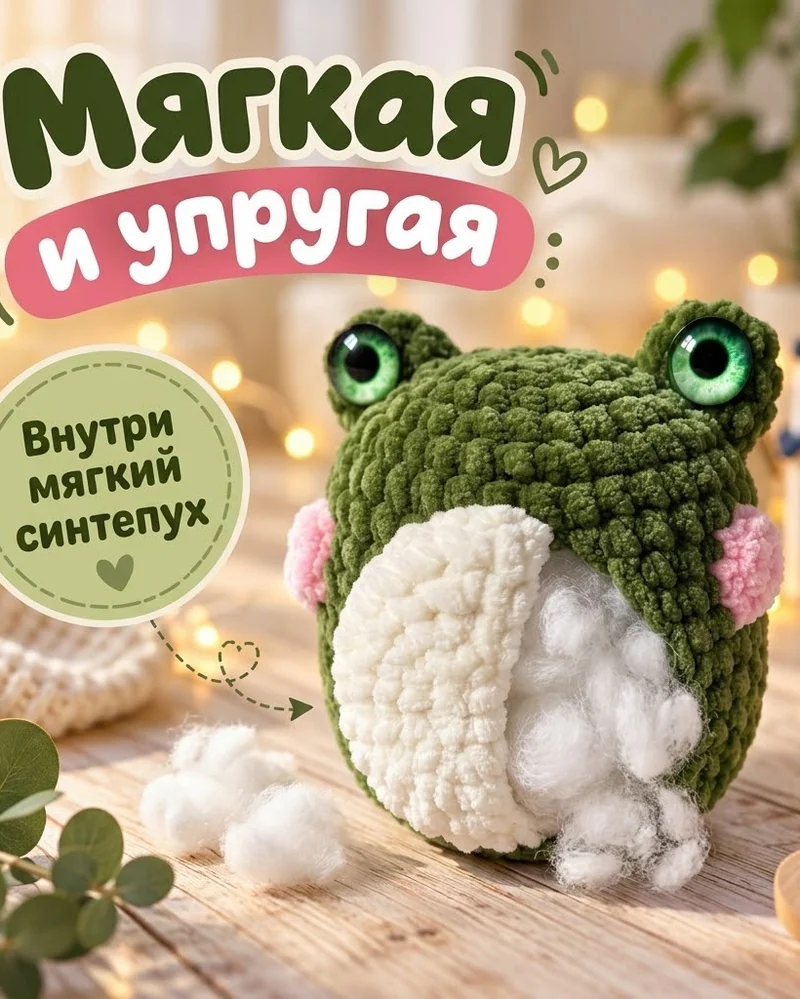 Плюшевая лягушка — зеленый,10 см