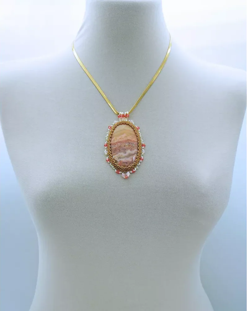 Авторский кулон с ониксом и Swarovski