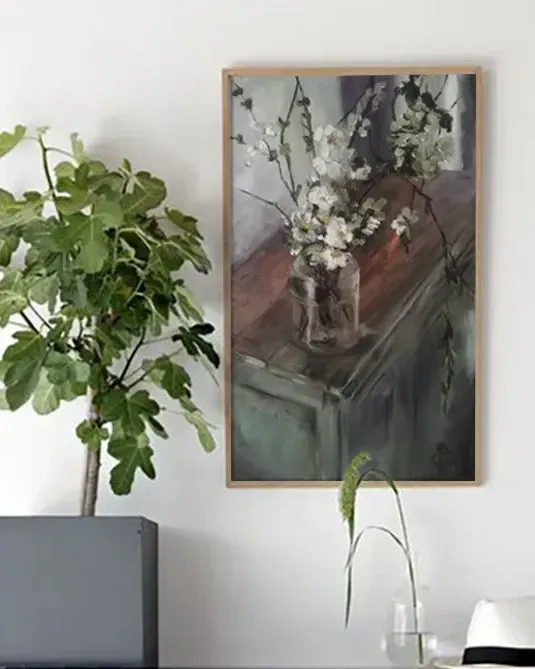 Ветка яблони. Картина маслом 30×50 см — 30×50 см
