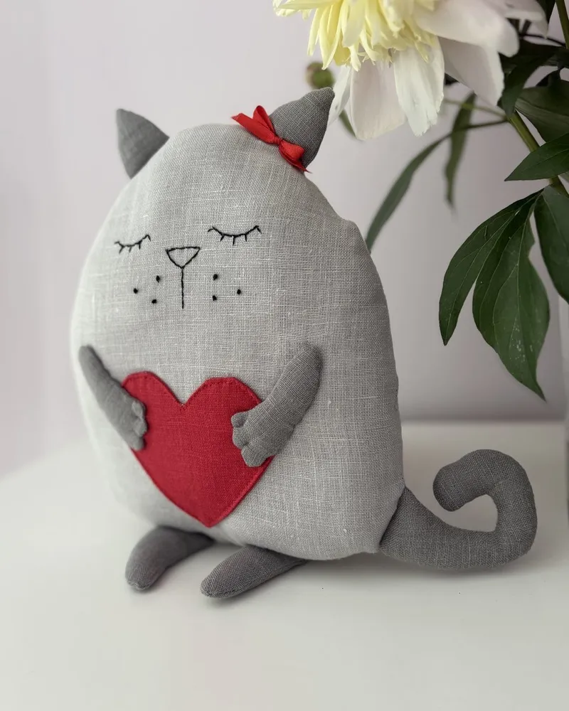Льняной котик сплюшка (светло серый) — Льняной котик сплюшк