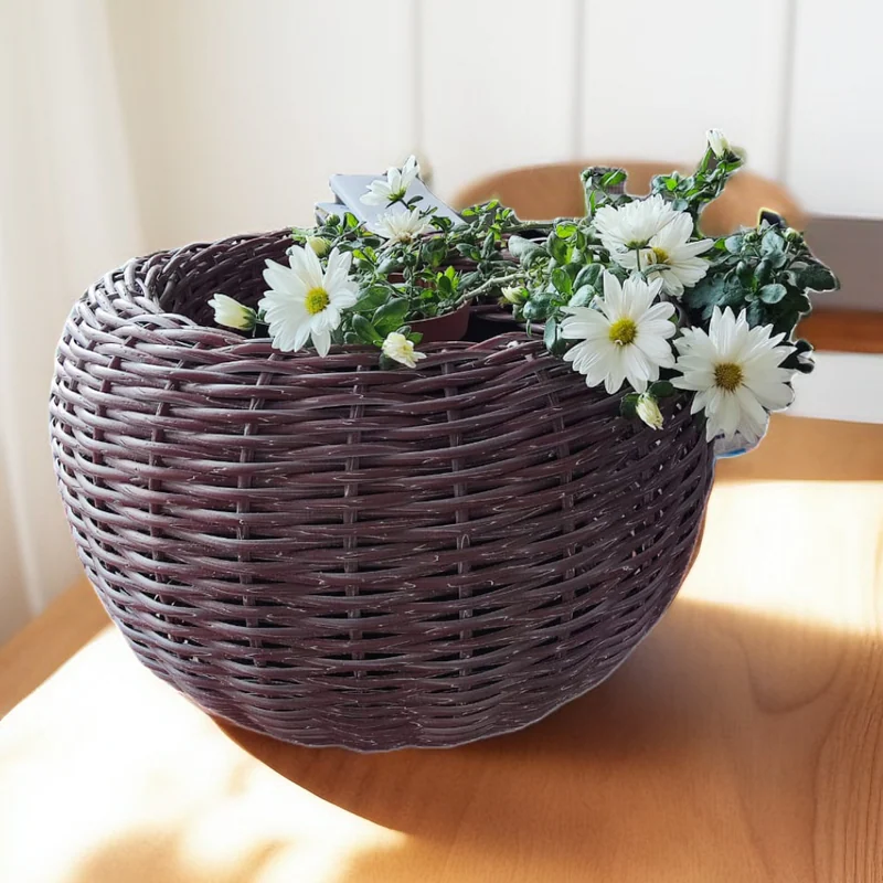 Уличное кашпо из ротанга — 12 л, Вишня с белым