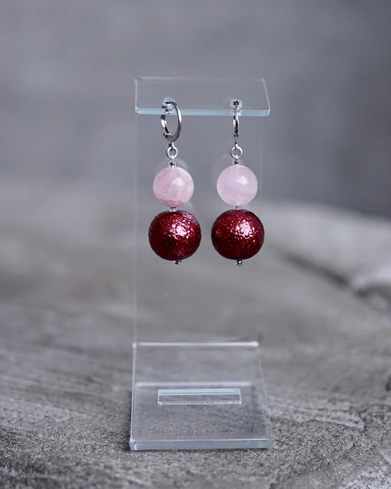 Серьги с розовым кварцем — Серьги с розовым кварцем