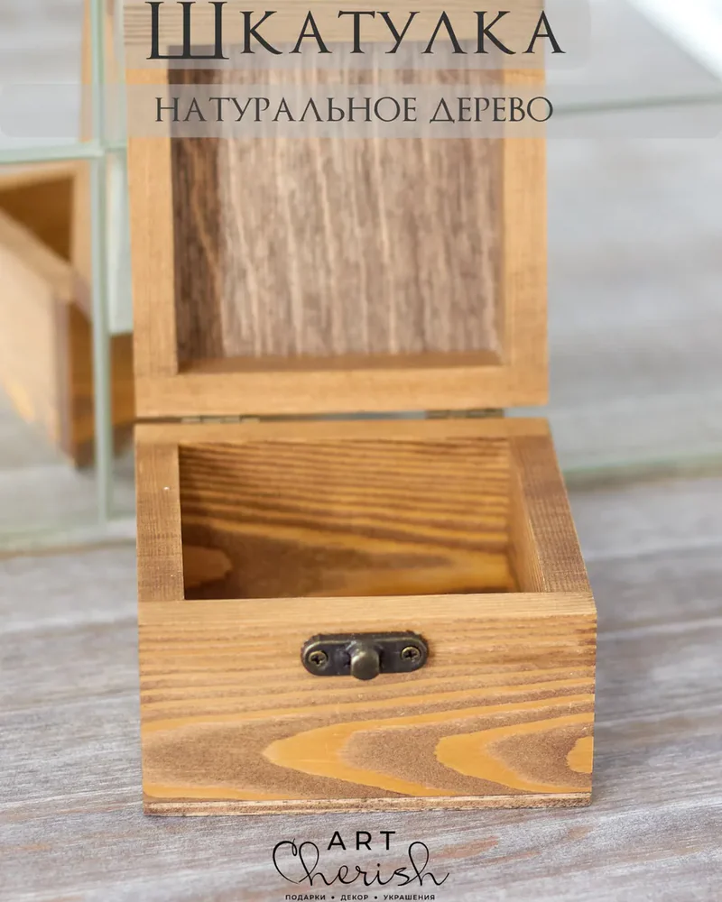 Шкатулка деревянная с рисунком, 10 × 10 × 6 см — Гусь 03