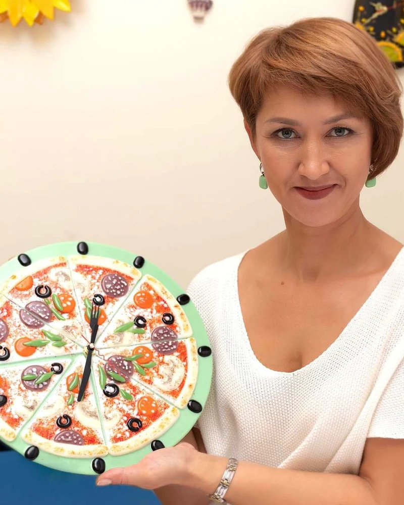 Часы настенные фьюзинг Пицца