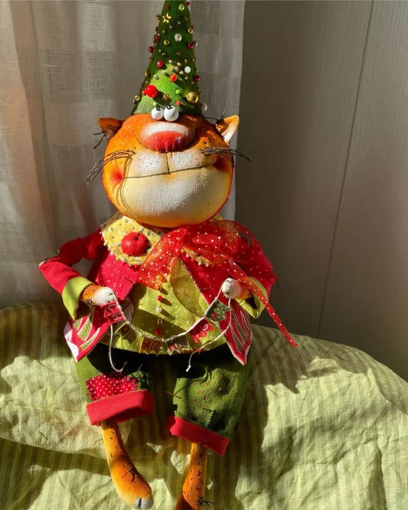 Новогодний кот «С Новым Котом», текстильная кукла, 40 см