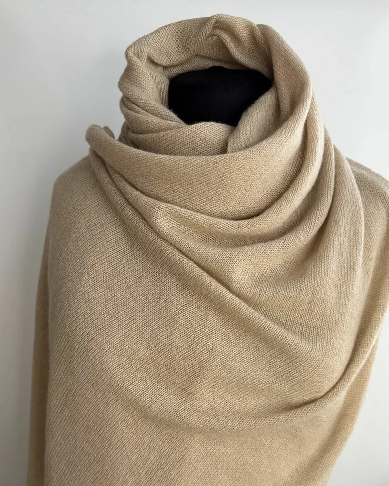 Палантин из 100% кашемира, песочное печенье