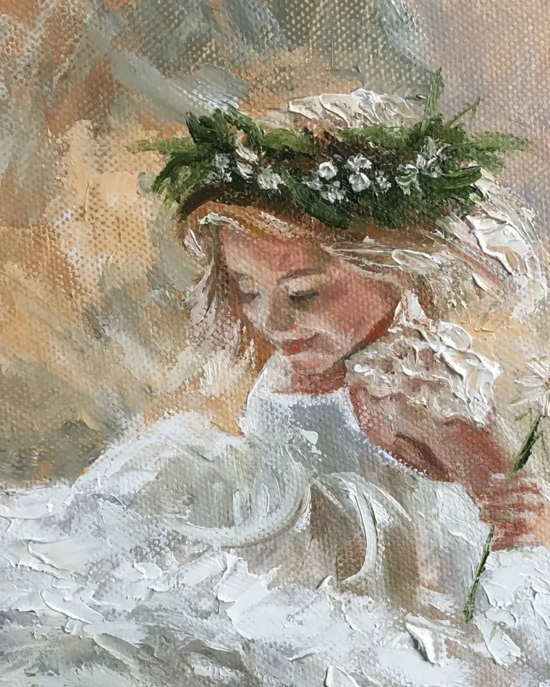 Танцующая девочка. Картина маслом 30×30 см — 30×30 см