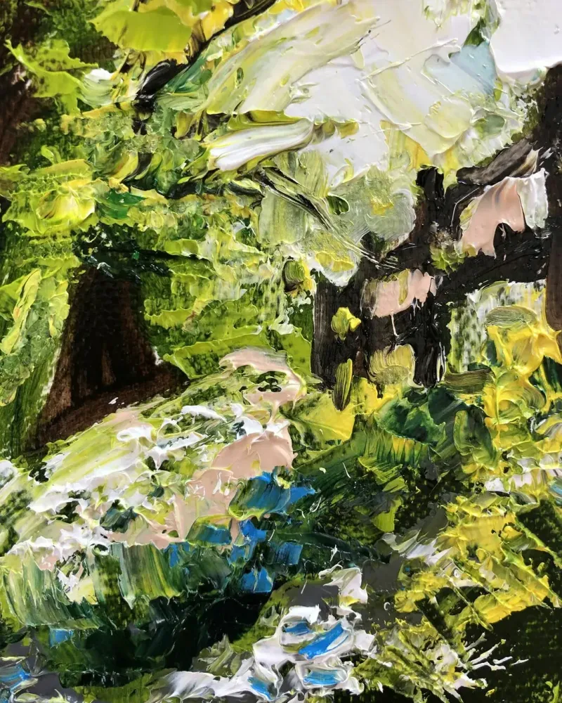 Деревня. Картина маслом 20×20 см — 20×20 см