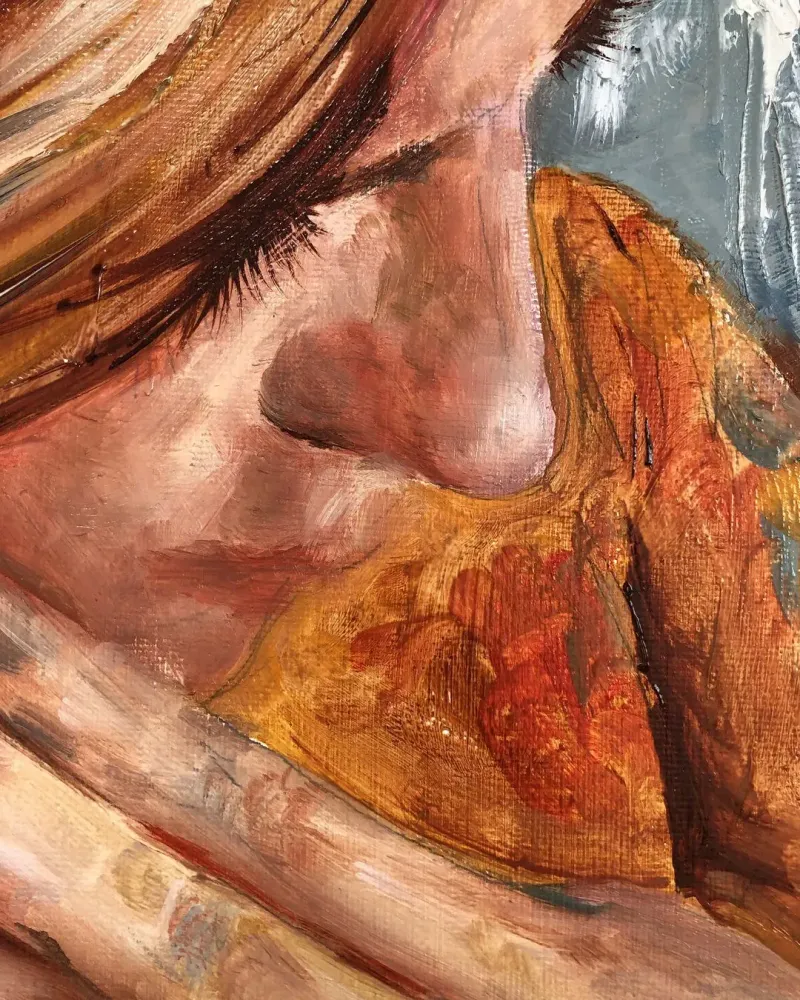 Мама и малыш. Картина маслом 40×50 см — 40×50 см
