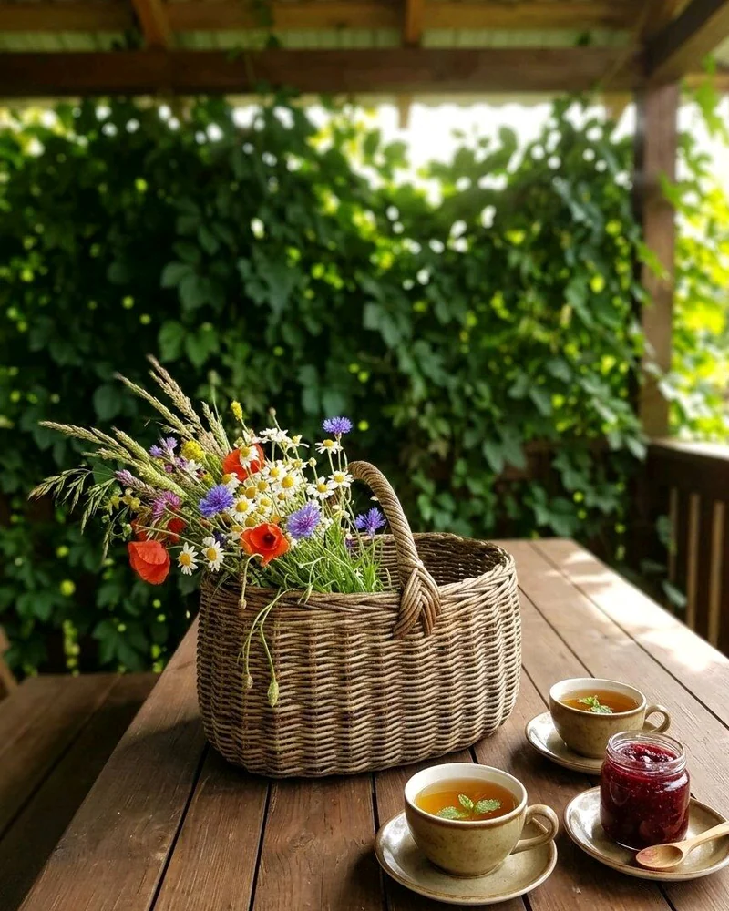 Плетеная корзина для грибов, овощей, фруктов, пикника
