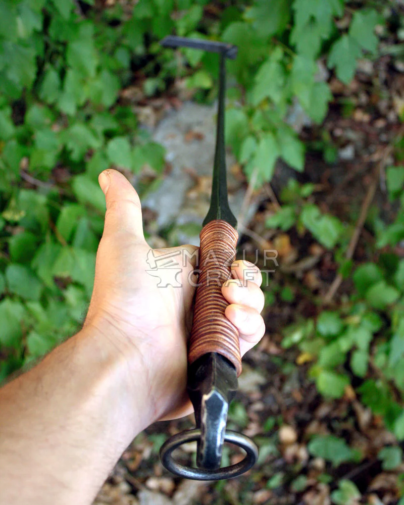 Кованая кочерга Дикая светло-коричневая кожа