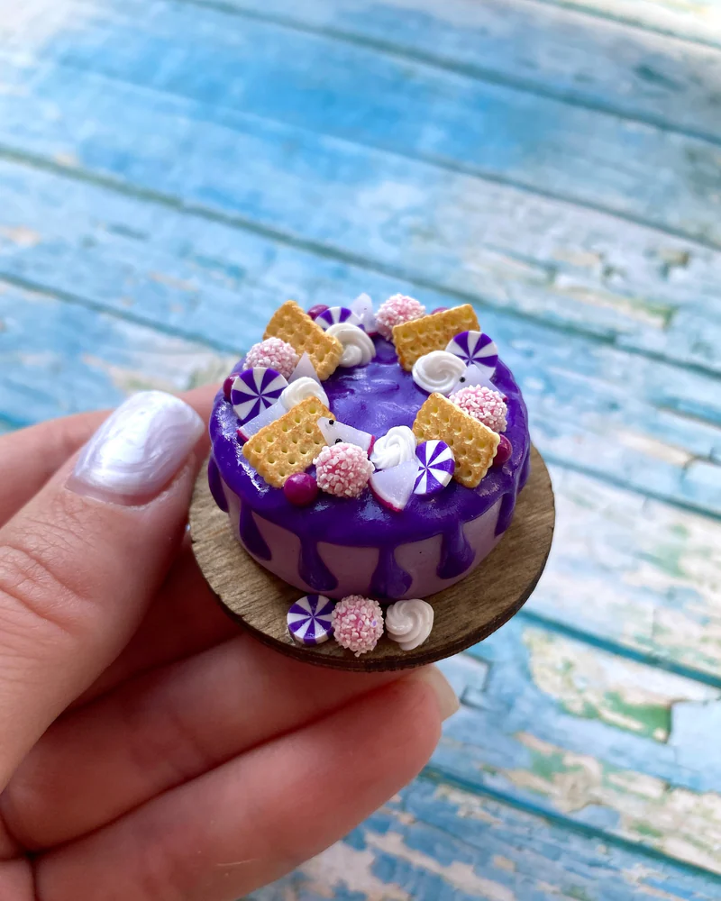 Кукольная Миниатюра Торт «Фиолетовая фантазия 💜»