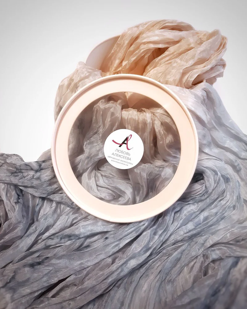 Палантин шарф шелковый Жемчужина подарок женщине — Жемчужный