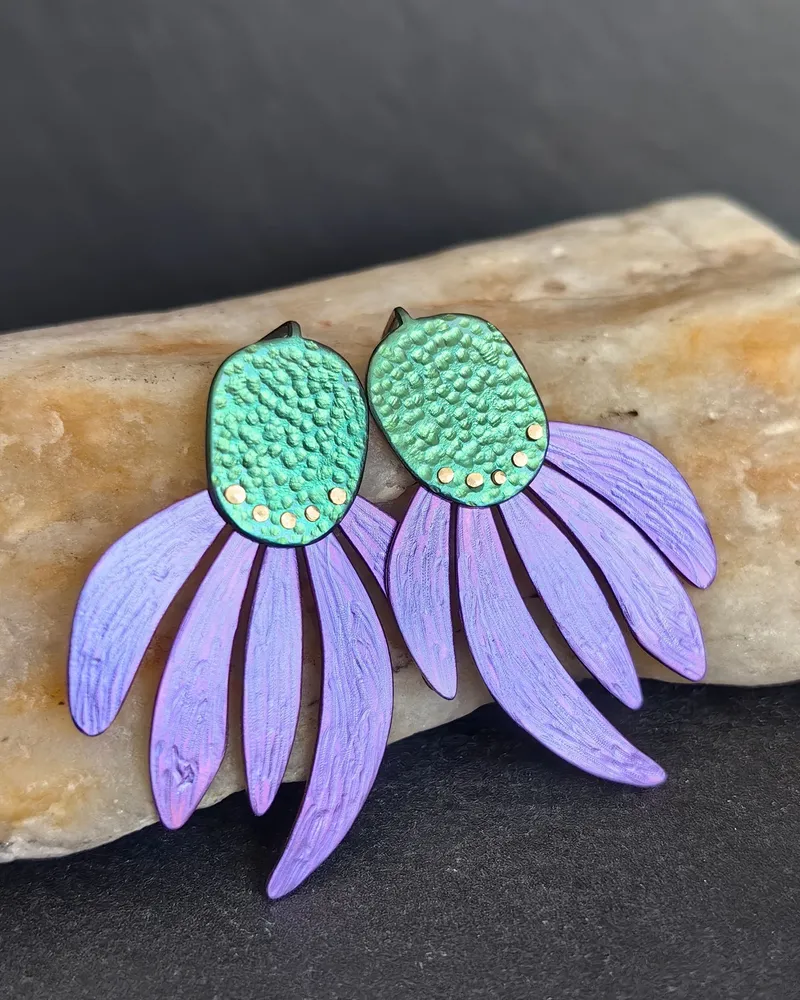Серьги из титана "Эхинацеи"