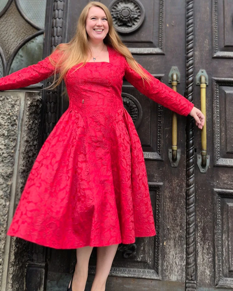 Lady in red жаккардовое платье, премиум Италия