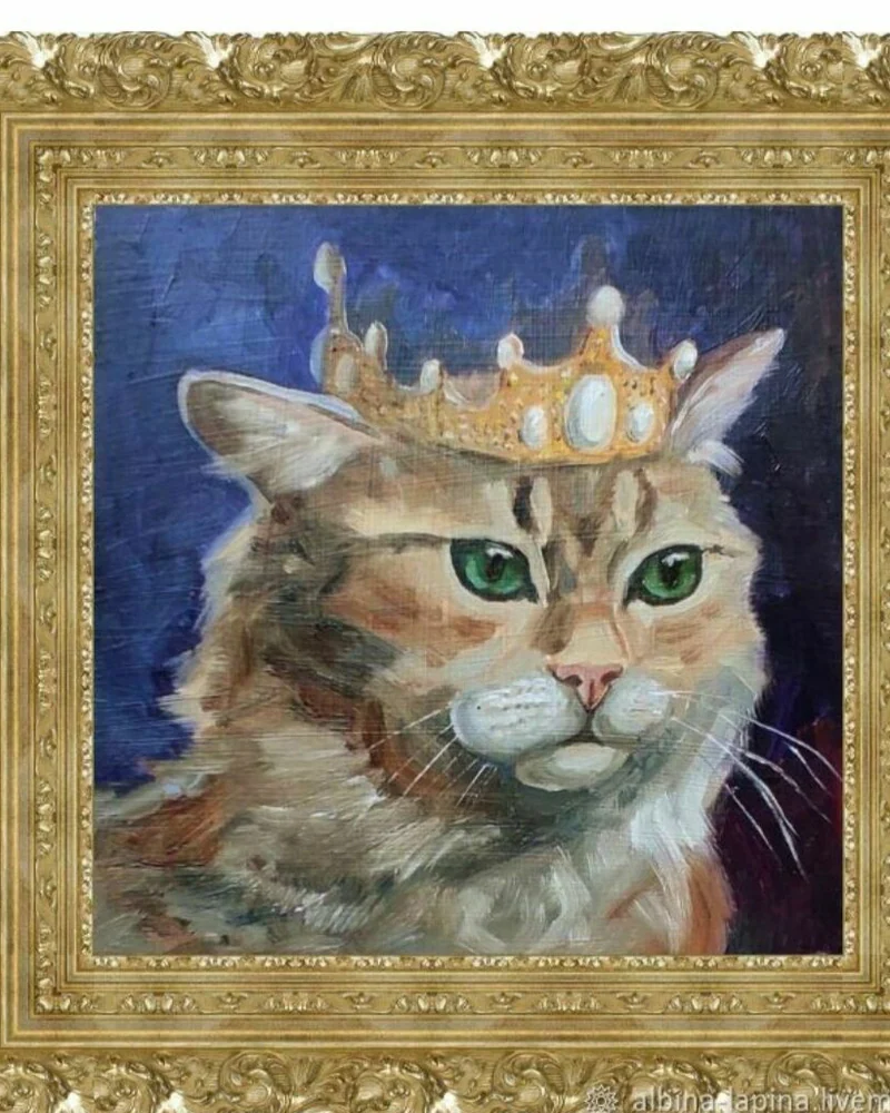 Картина с котом масло 20 на 20 см