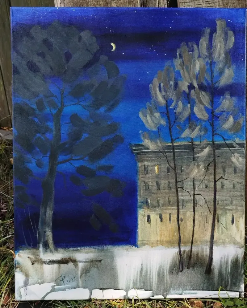 Ночной Петербург. Картина акрилом — 40×50 см
