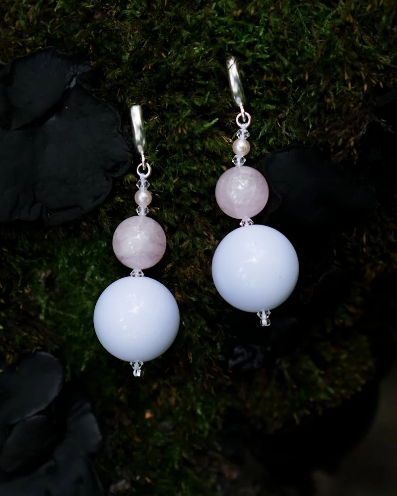 Серьги с розовым кварцем — Серьги с розовым кварцем