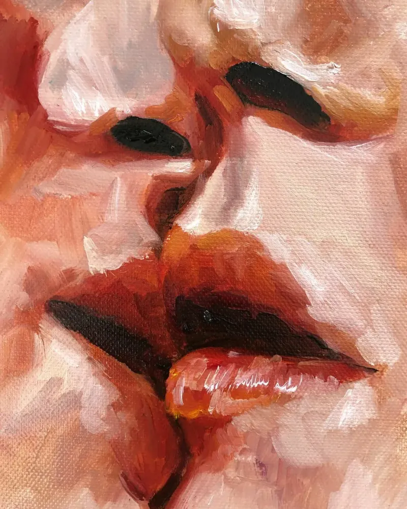 Поцелуй. Картина маслом 20×20 см — 20×20 см