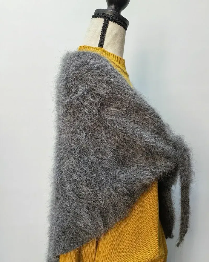 Косынка вязаная из альпаки — Чёрный