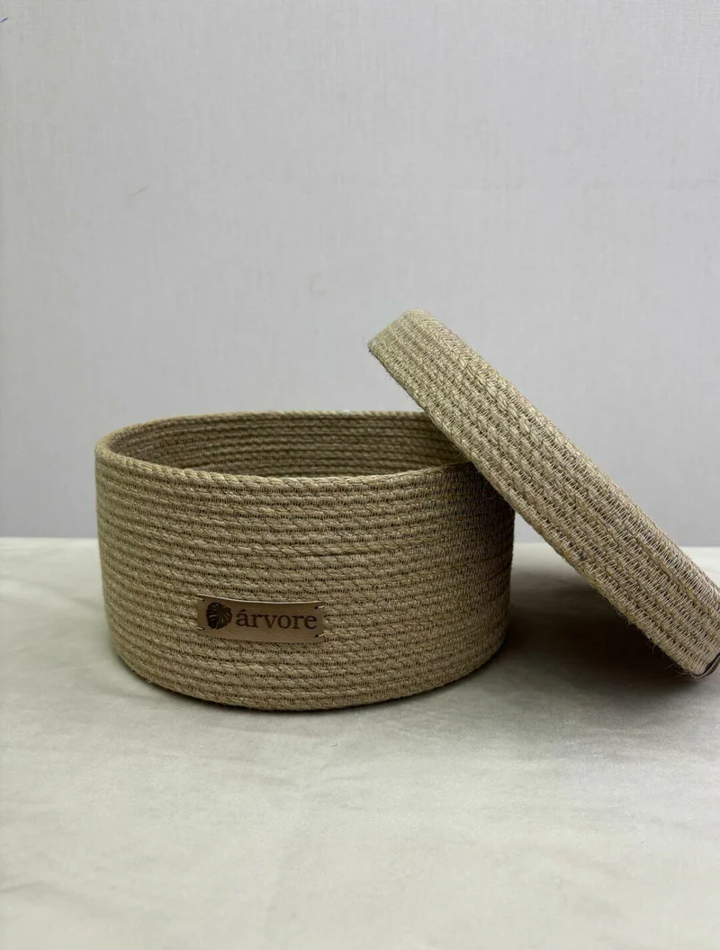 Корзина из джута с крышкой 25х13 см