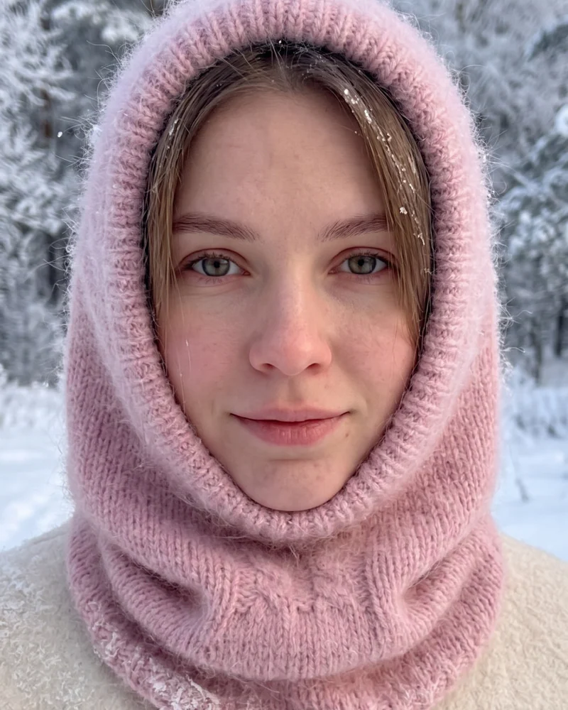 Воздушный капюшон из пуха норки — Розовый «Барби»