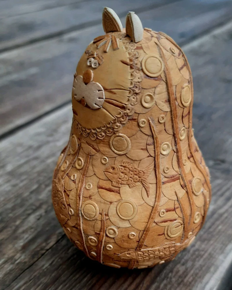 Кот-неваляшка Рыбачок. Береста