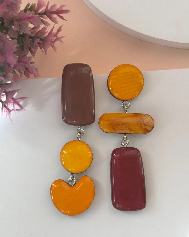 Серьги коричневые расписные