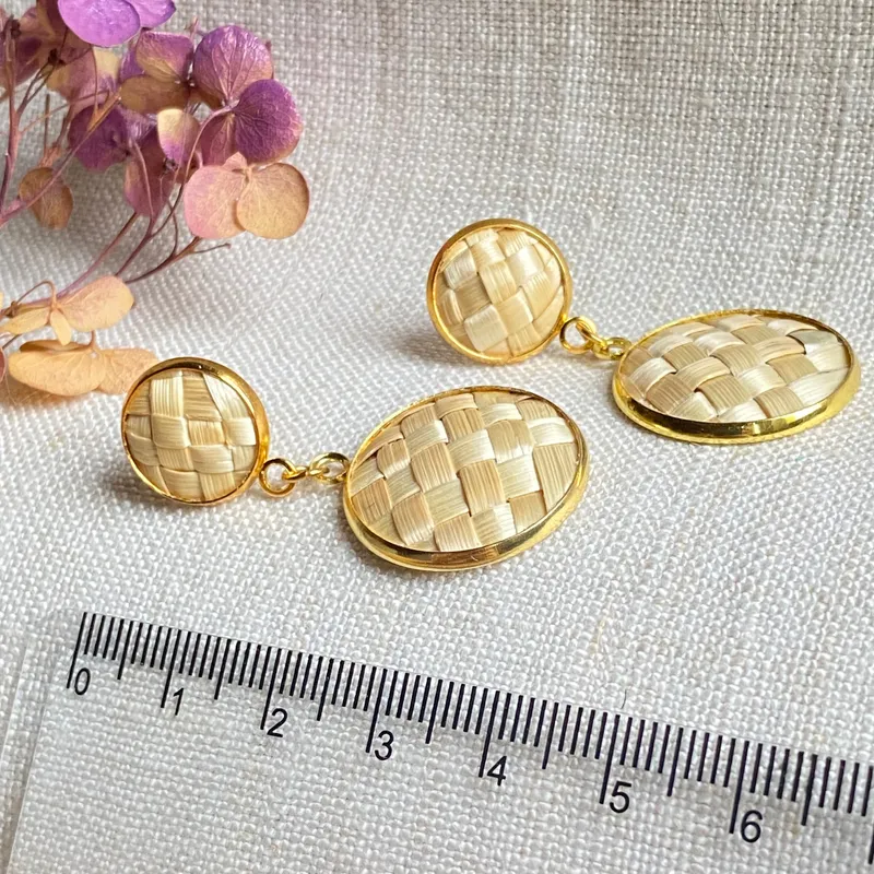 Серьги «Дуэт» из соломки