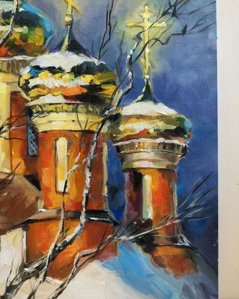 Картина маслом "Колокольный звон", 40х40