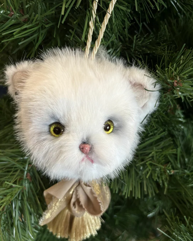 Котёнок — ёлочная и интерьерная игрушка, белый — Основной