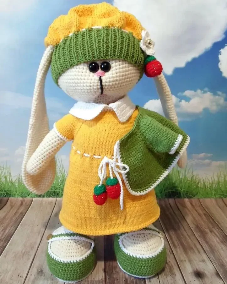 Заяц тильда, вязаная интерьерная игрушка ручной работы,14+