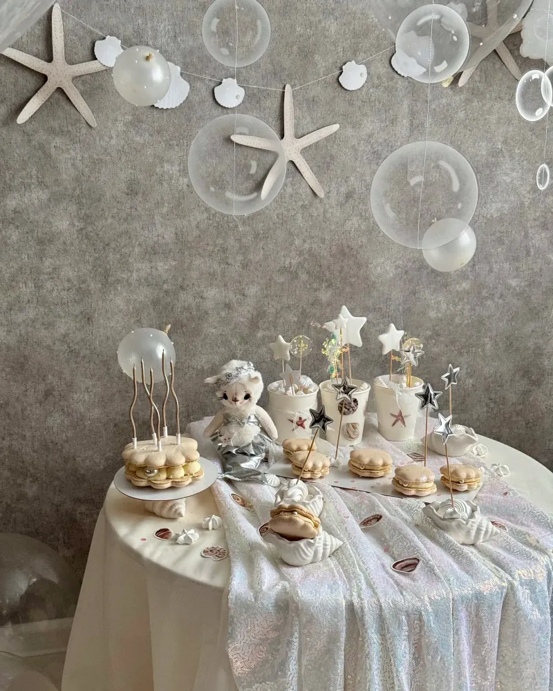 Белая кошечка-русалка, 20 см