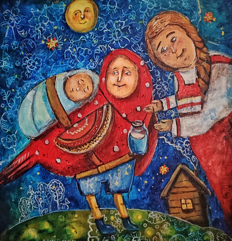 Первенец за крылышком