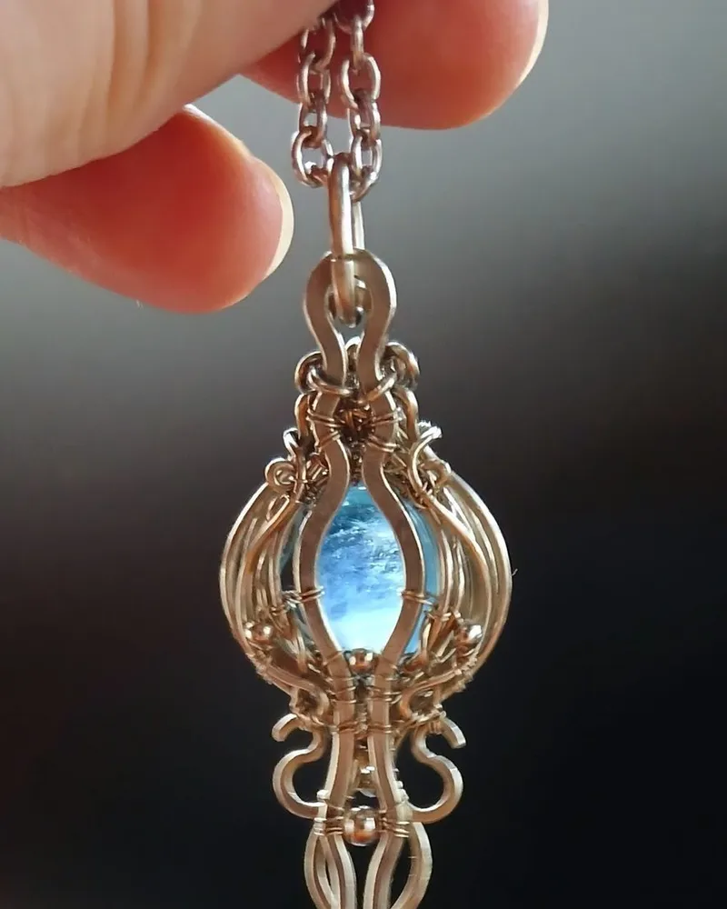 Кулон с аквамарином голубой "Magic key" — Аквамарин