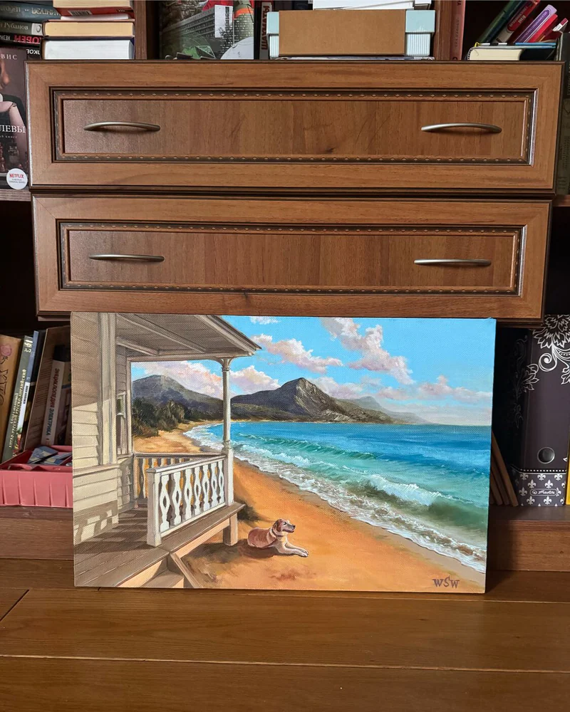 Картина маслом Южный пейзаж с собакой 40×60 — Оригинал