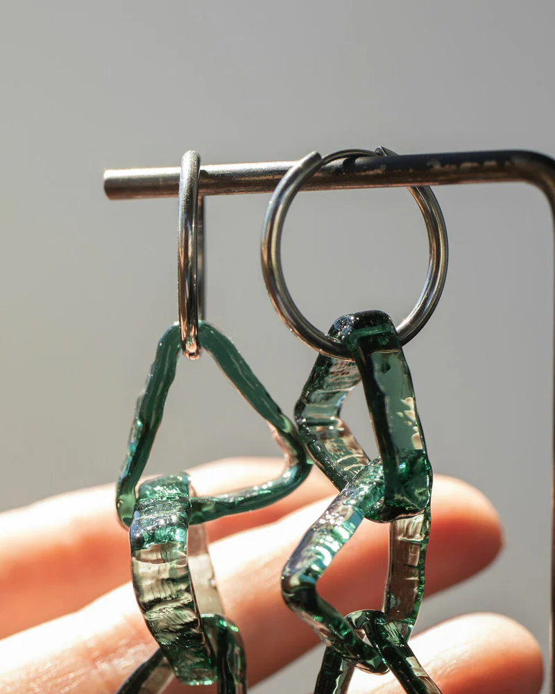 Серьги из стекла Бирюзовые сталактиты
