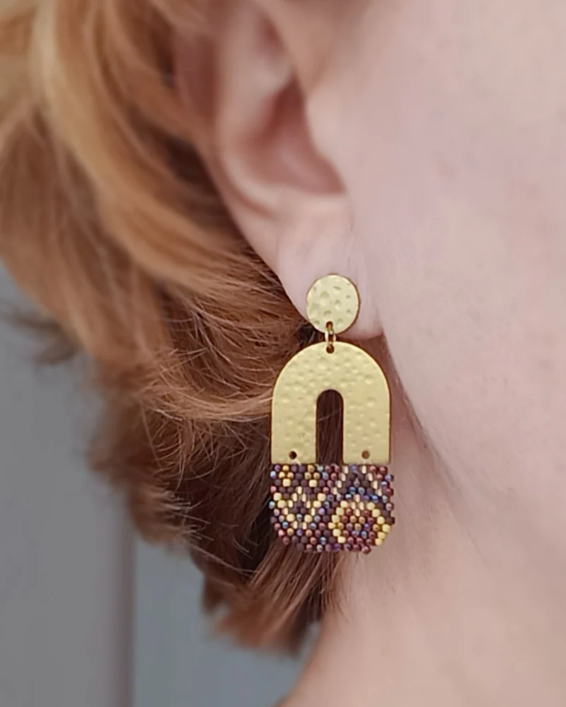 Серьги Золото инков, ювелирный бисер, латунь