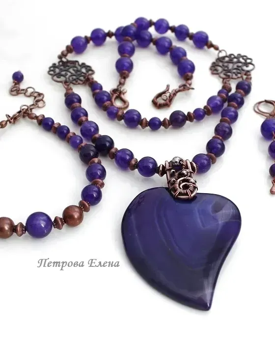 Комплект «Violet Heart» с агатом — Основной